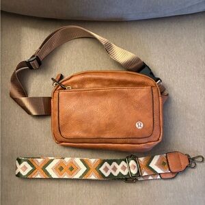 lululemon athletica Tan Belt Bag with Patterned Strap